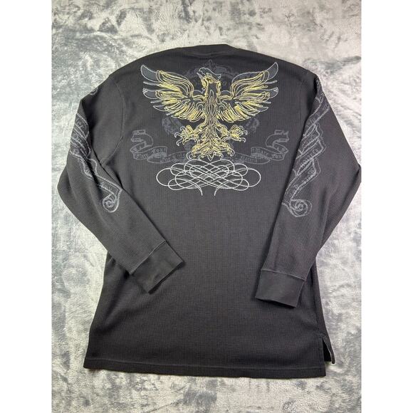 One Nation Thermal Shirt 2XL Black Long Sleeve Phoenix Graphic Biker Style - Picture 1 of 9